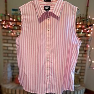 EUC Land's End sleeveless cotton button down blouse, size PL